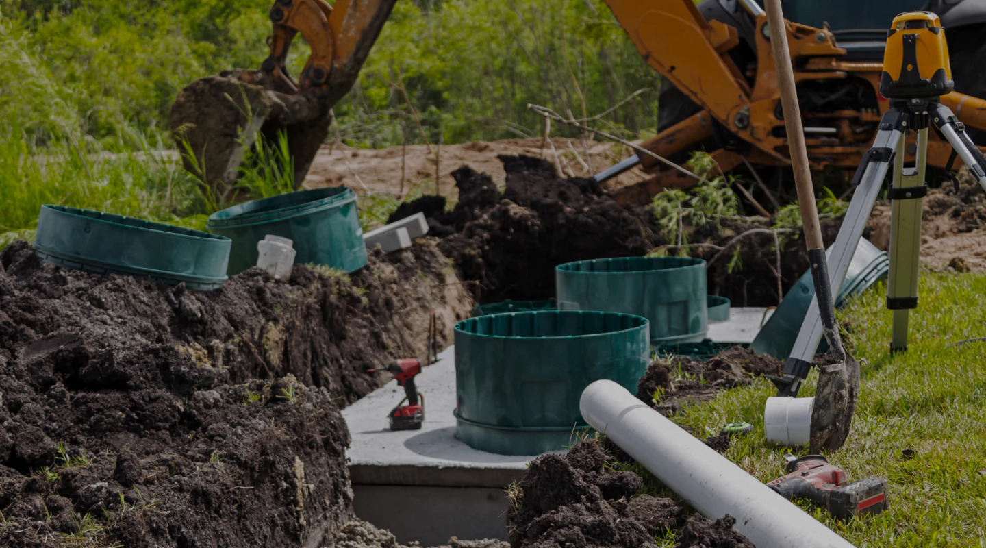 excavator digging land for septic installation homeworth oh
