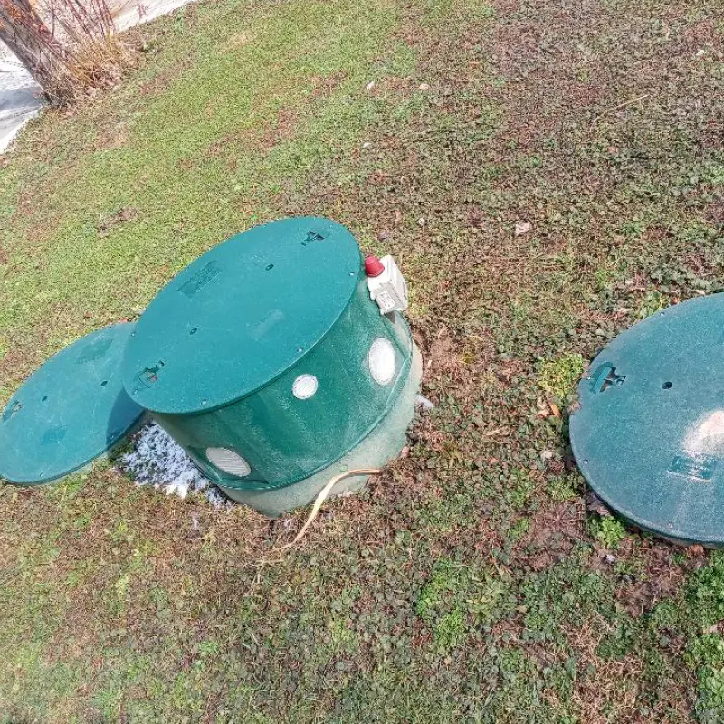 green septic tank caps in ground